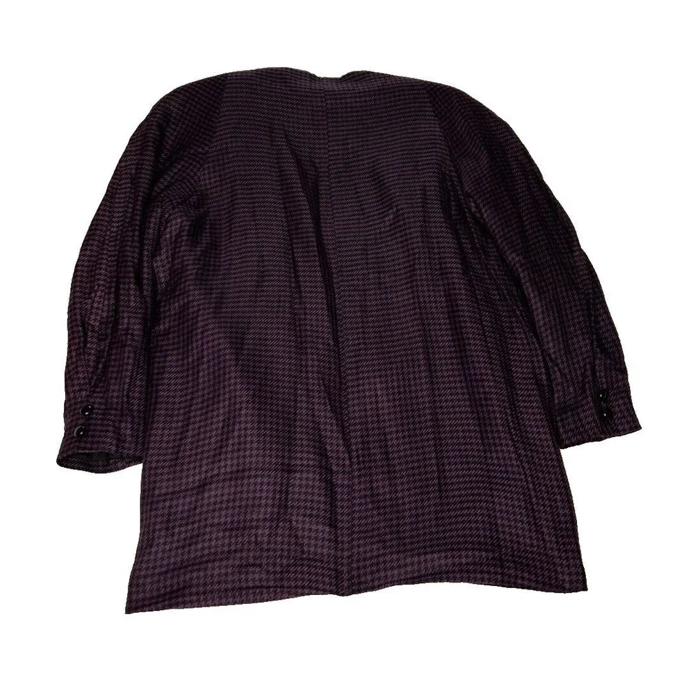 VTG Paul Stanley Women's Open Blazer Purple Black Houndstooth Size 8 Petite Long